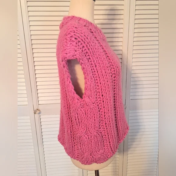 Lumiere Vibrant Pink Chunky Sweater Vest Small *C7 - Picture 3 of 6